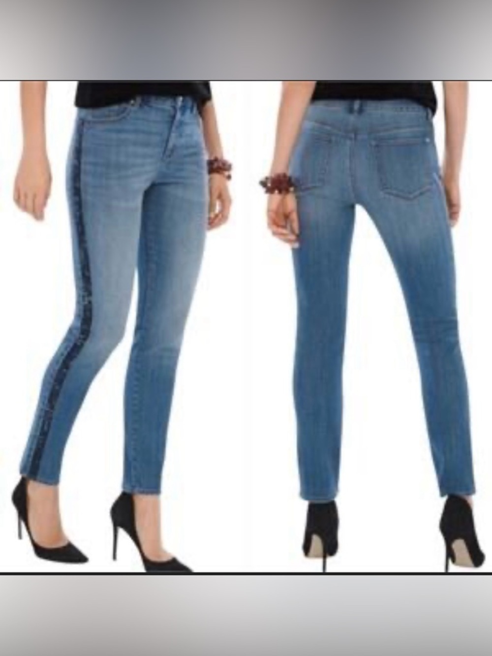 Chico’s So Slimming Girlfriend Slim Leg Ankle Velvet Stripe Jeans Size 8